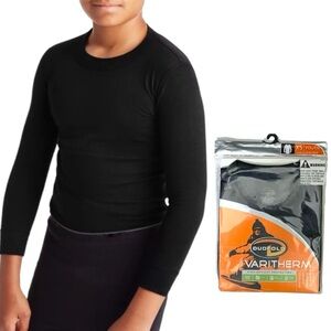 Duofold Varitherm Thermal Top Long Sleeve Crew Moisture Wicking Black Youth XS